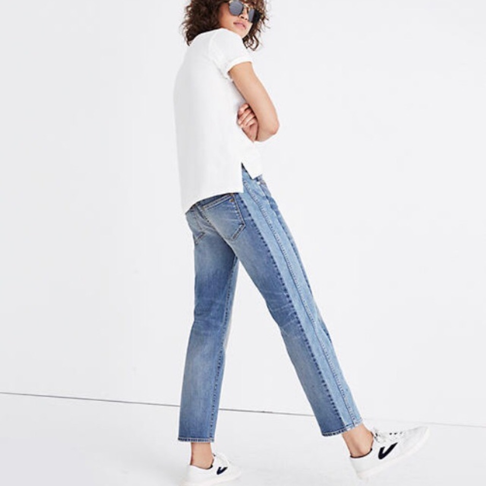 Madewell Cruiser Straight Leg Ripped  Jeans Pieced Edition